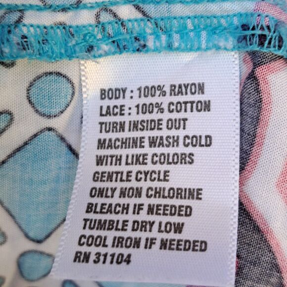 Womens Tunic Top Plus Size 2X  Medallion Tile Crochet Trim Boho Cottage Peasant - Picture 6 of 16